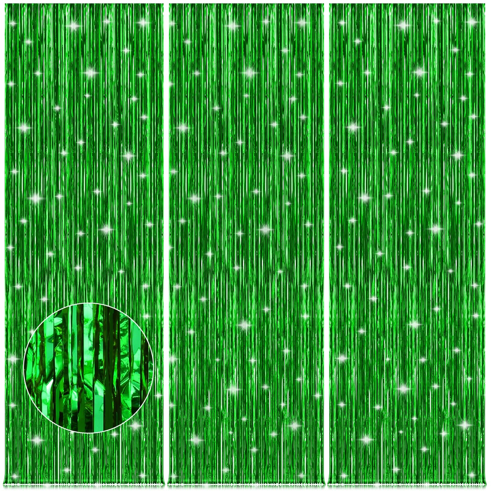 Party Streamers 3 Pack Metallic Tinsel Foil Fringe Curtains 3.2ft x 8.2ft Party Decorations