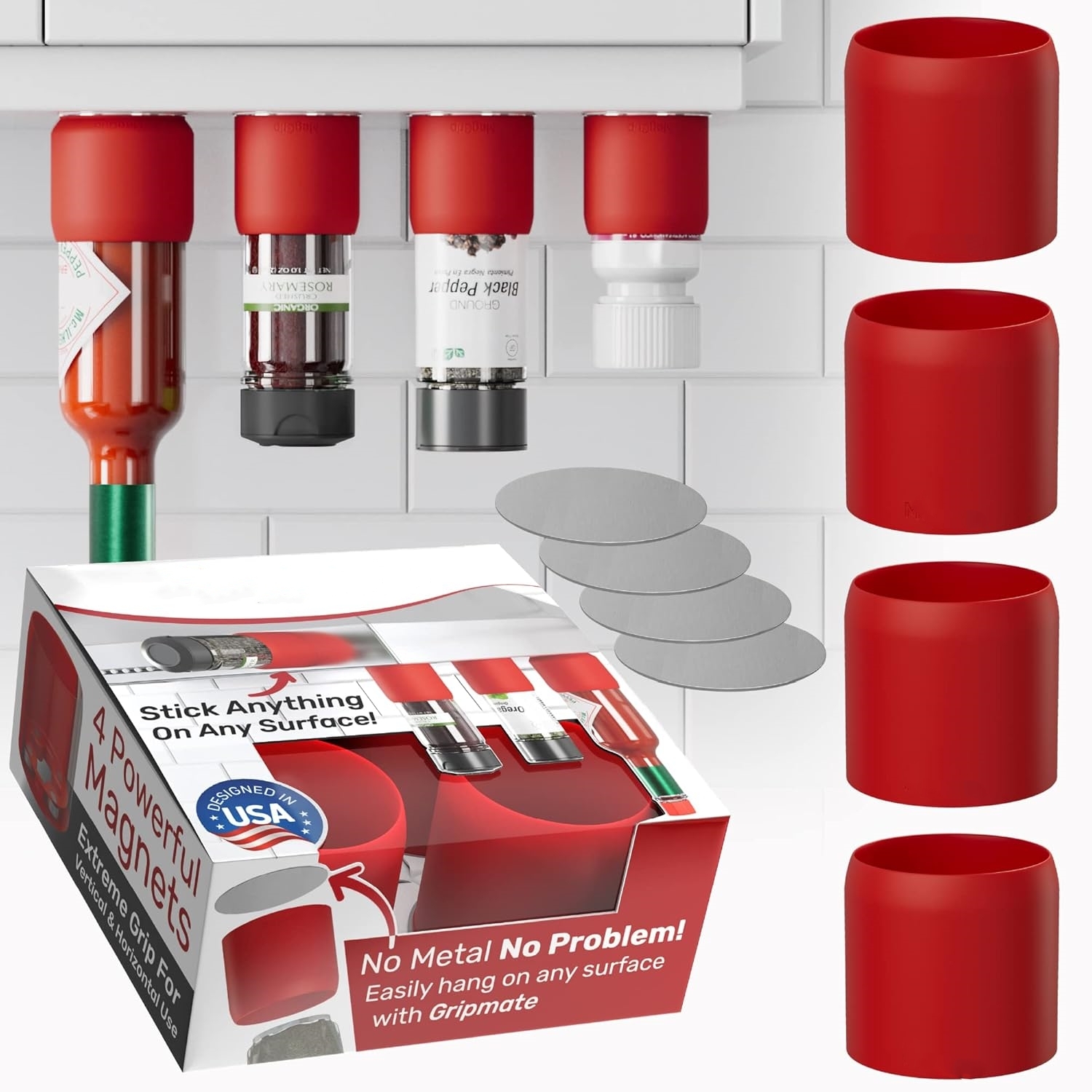 🔥On Sale🔥Magnetic Spice Jars Grip 4-Pack
