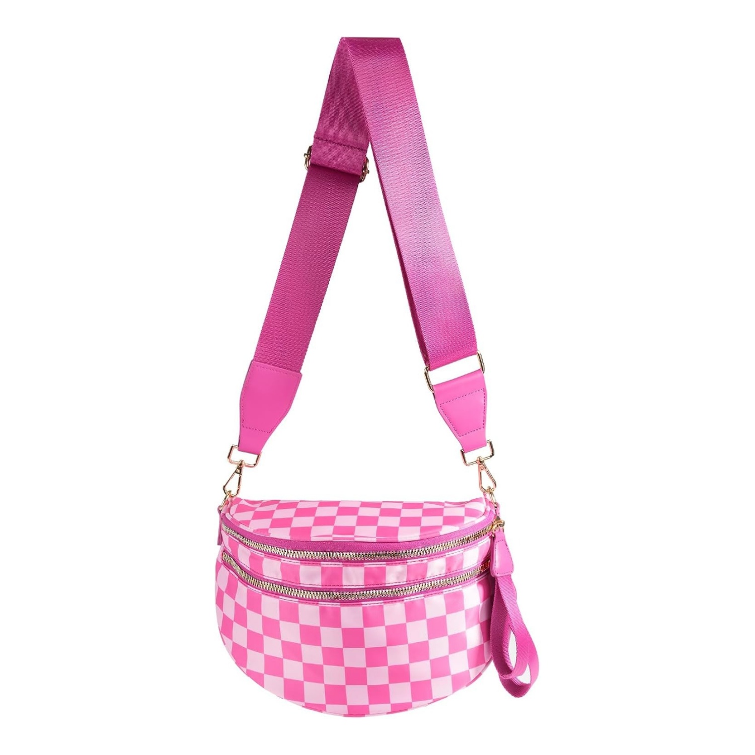 💥ON SALE💥Black and White Checkered Crossbody Nylon Bum Bag Plus Size Friendly Fanny Pack