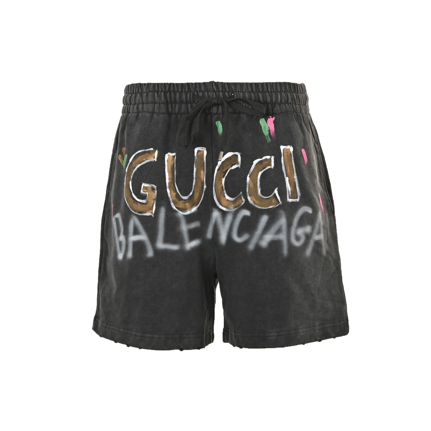 Balenciaga Hand-painted Graffiti Letters Terry Shorts