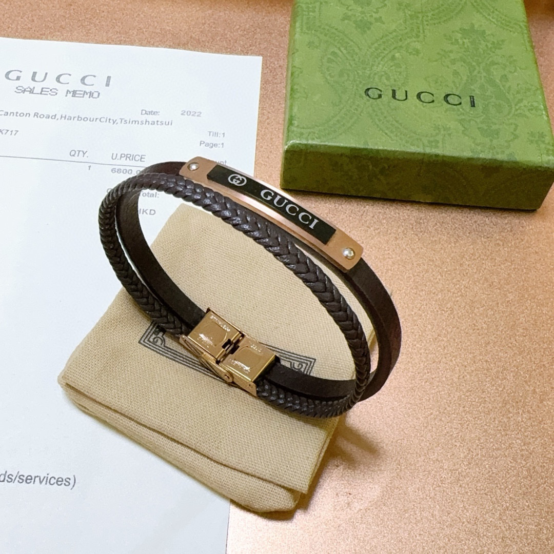 Gucci Black Braided Gold Bracelet