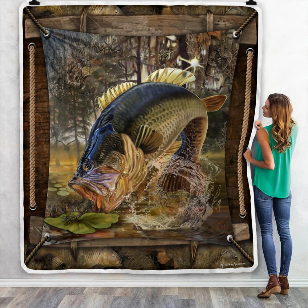 Largemouth Bass Fishing Sofa Throw Blanket