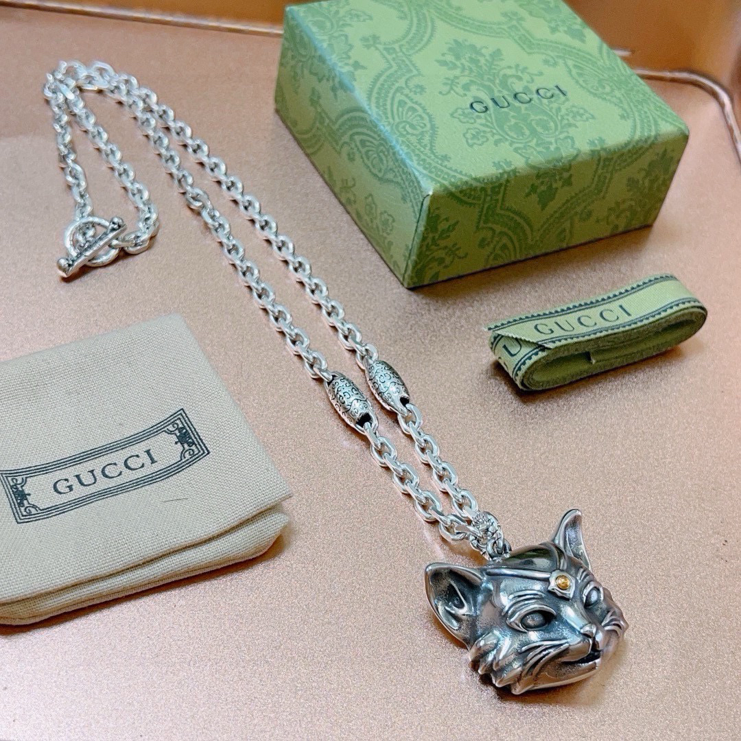 Gucci Anger Forest Series Cat Head Vintage Necklace