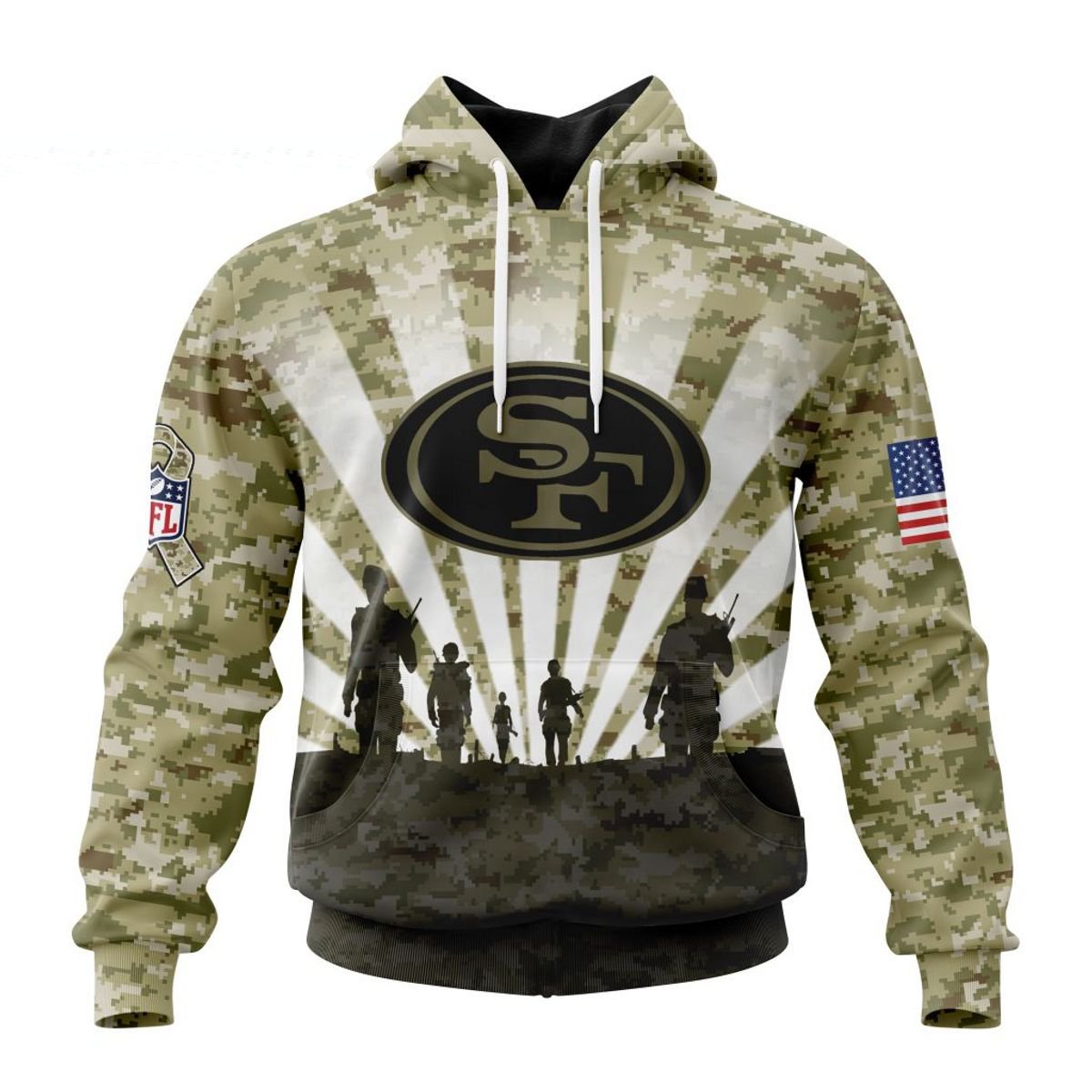 SAN FRANCISCO 49ERS 3D HOODIE HONOR VETERANS