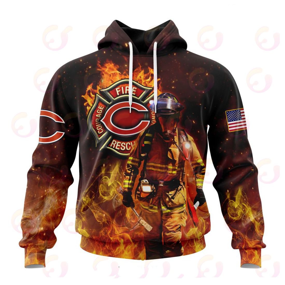 CHICAGO BEARS HONOR FIREFIGHTERS – FIRST RESPONDERS 3D HOODIE