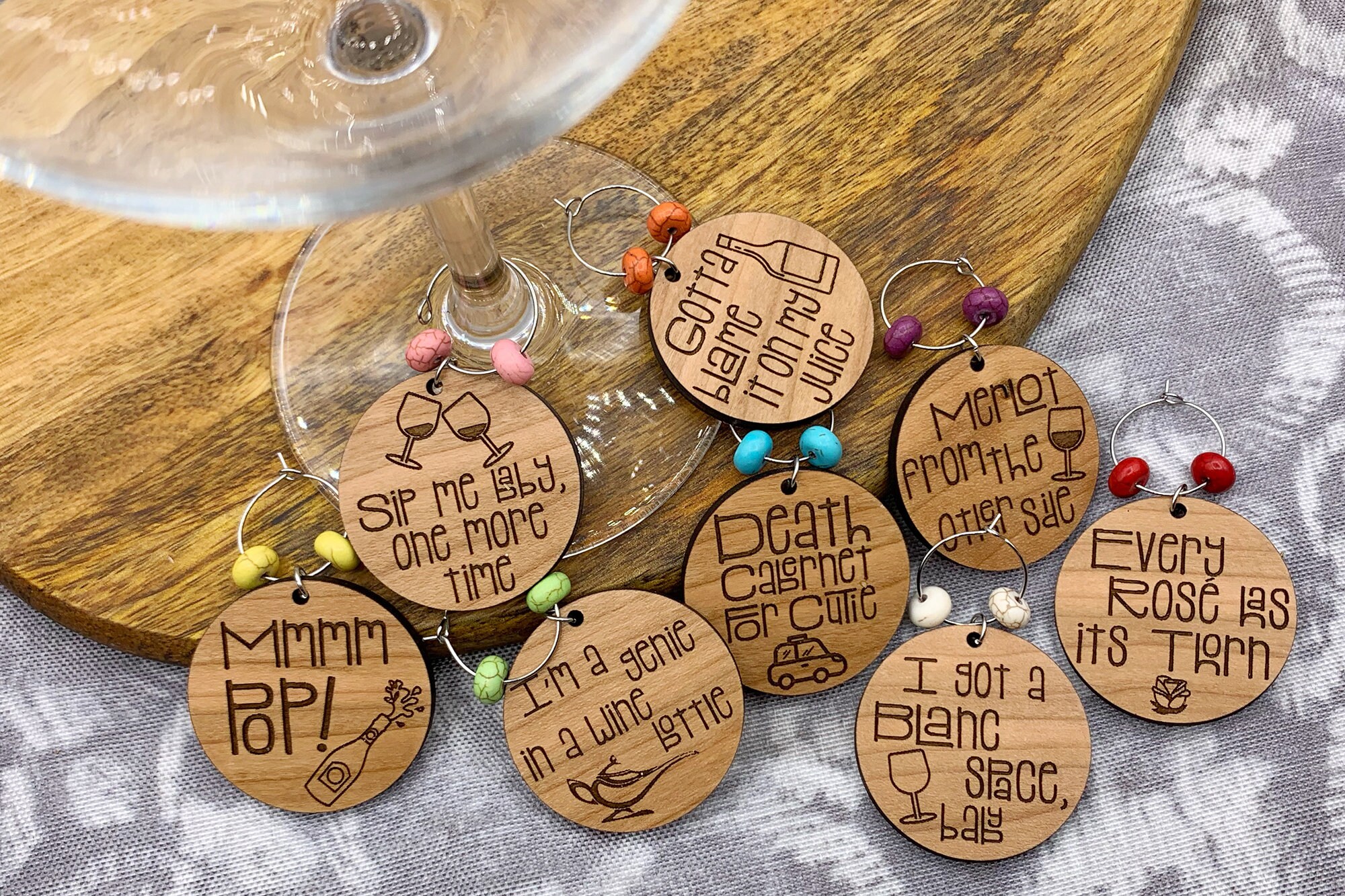 Wood Wine Charms | Helping your wines stand out