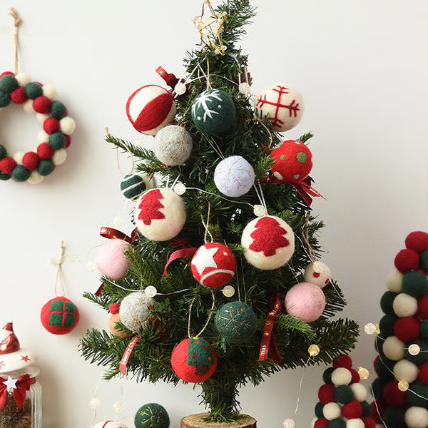 Snowflake Wool Felt Christmas Tree Baubles