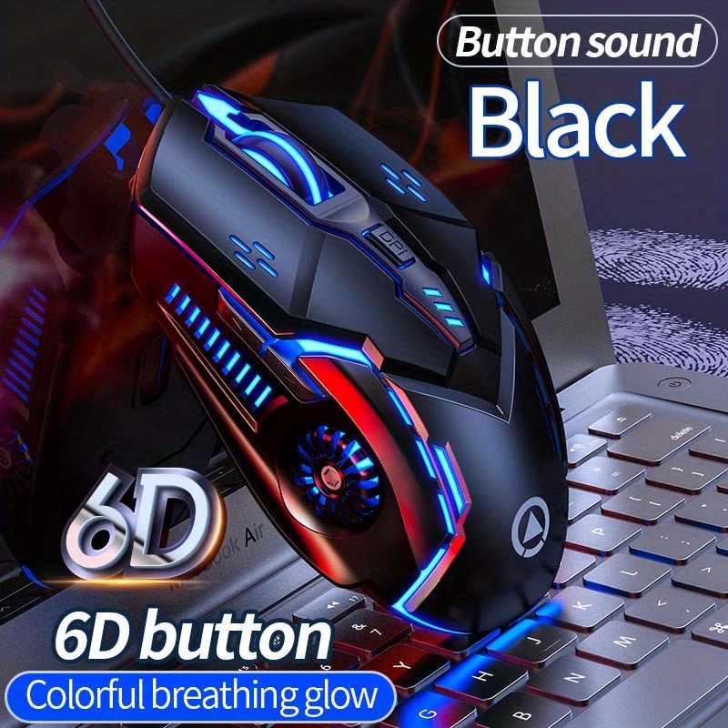 Upgrade Your Gaming Experience: RGB Wired Gaming Mouse With Silent Clicks, LED Backlight, 3200dpi and 6 Buttons!