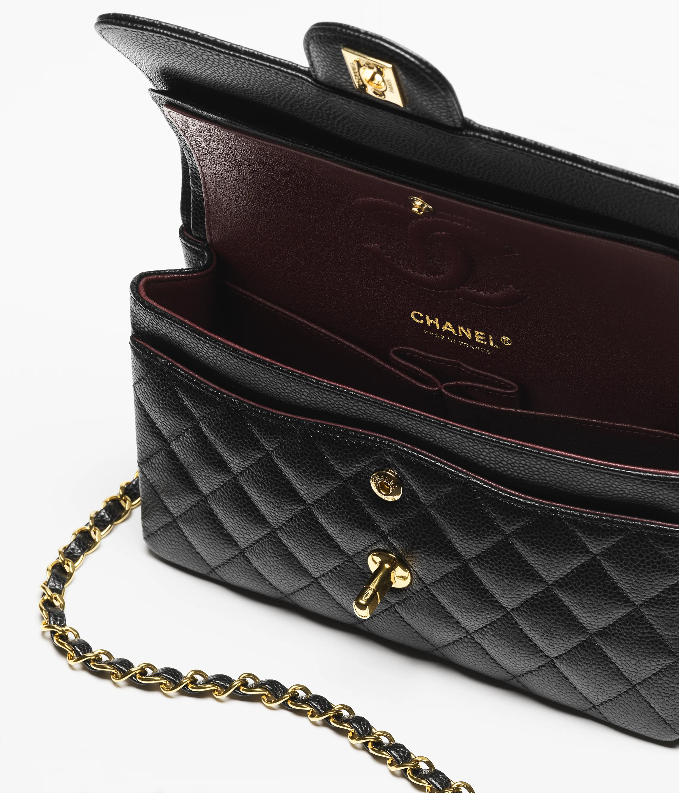 Chanel Large Classic Bag Grained Calfskin & Gold-Tone Metal Black A58600-Y01864-C3906