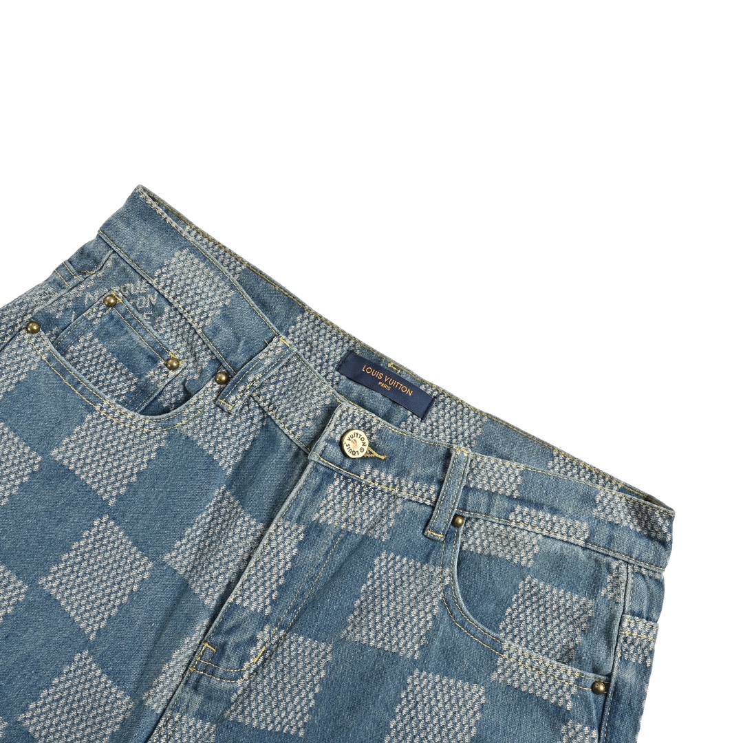 Louis Vuitton 24Fw Checkerboard Washed Jeans