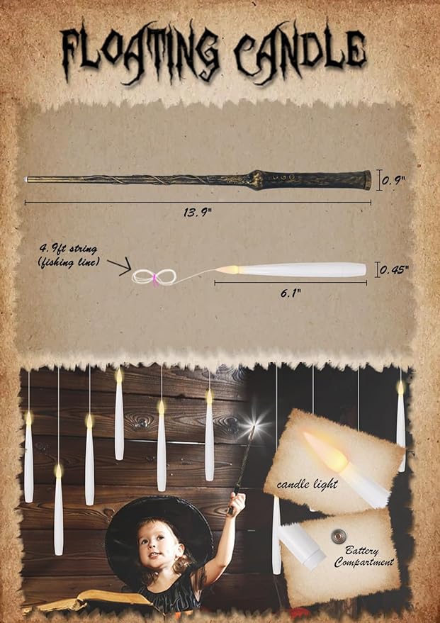 Hanging Floating Candles with Wand Remote