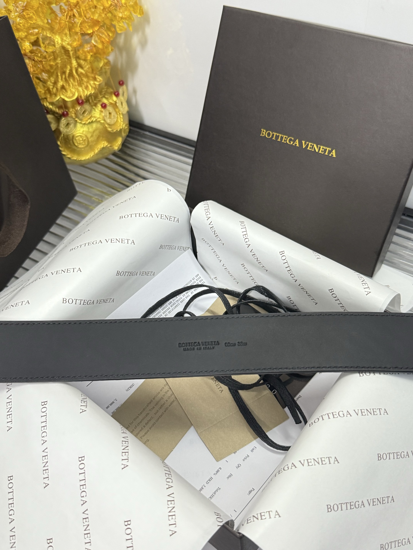 Bottega Veneta pin buckle classic woven leather belt width 4.0cm