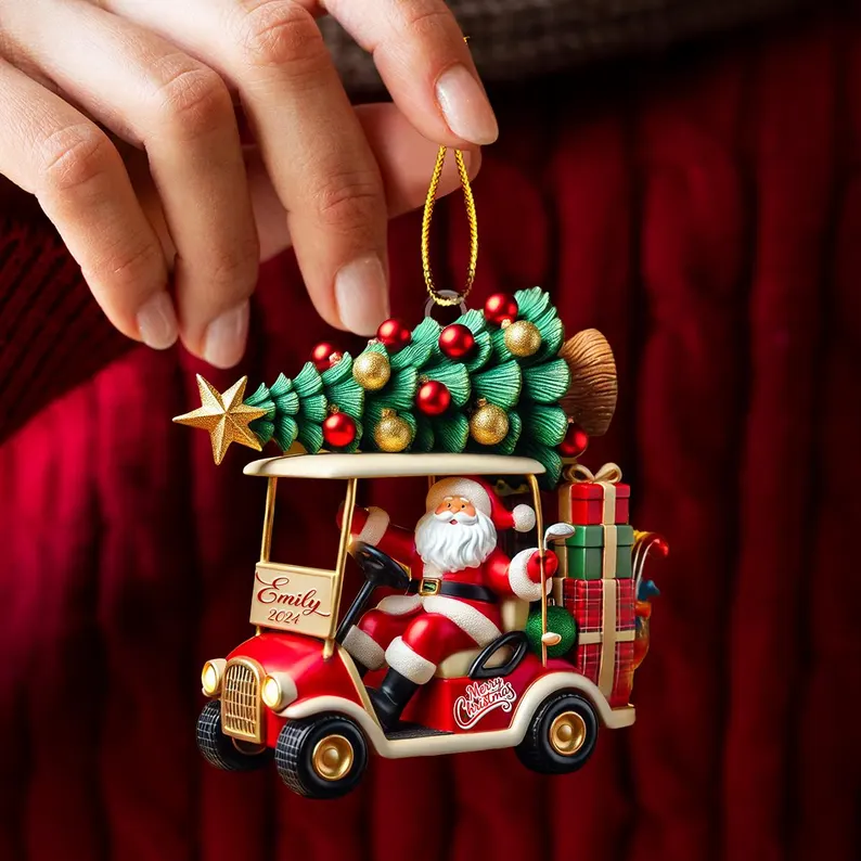 Personalized Golf Cart 2D Christmas Ornament