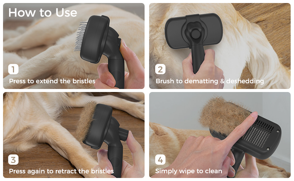 Self Cleaning Shedding Brush - Skin Friendly Grooming Tool for Dogs, Cats, and Puppies