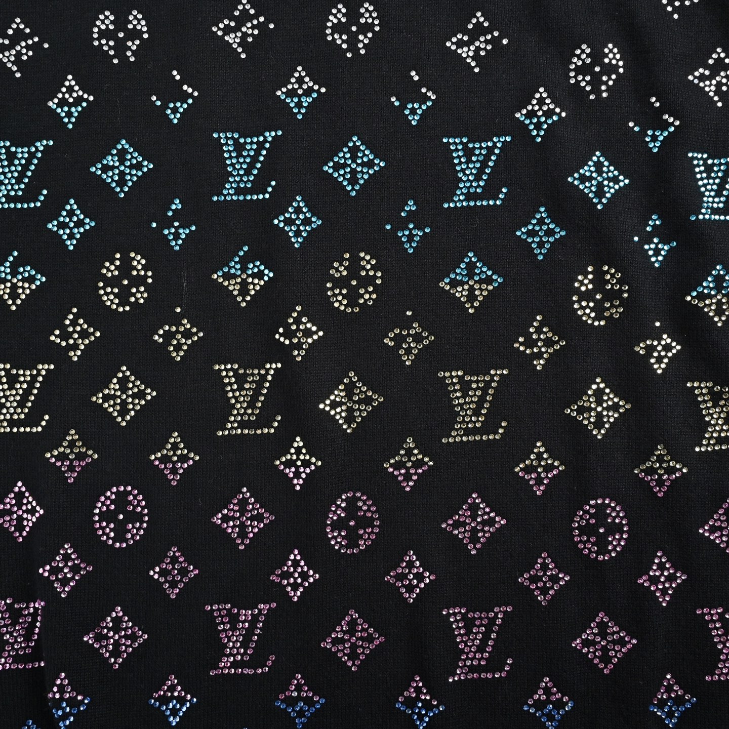Louis Vuitton 25ss gradient monogram colored diamond knitted short sleeve
