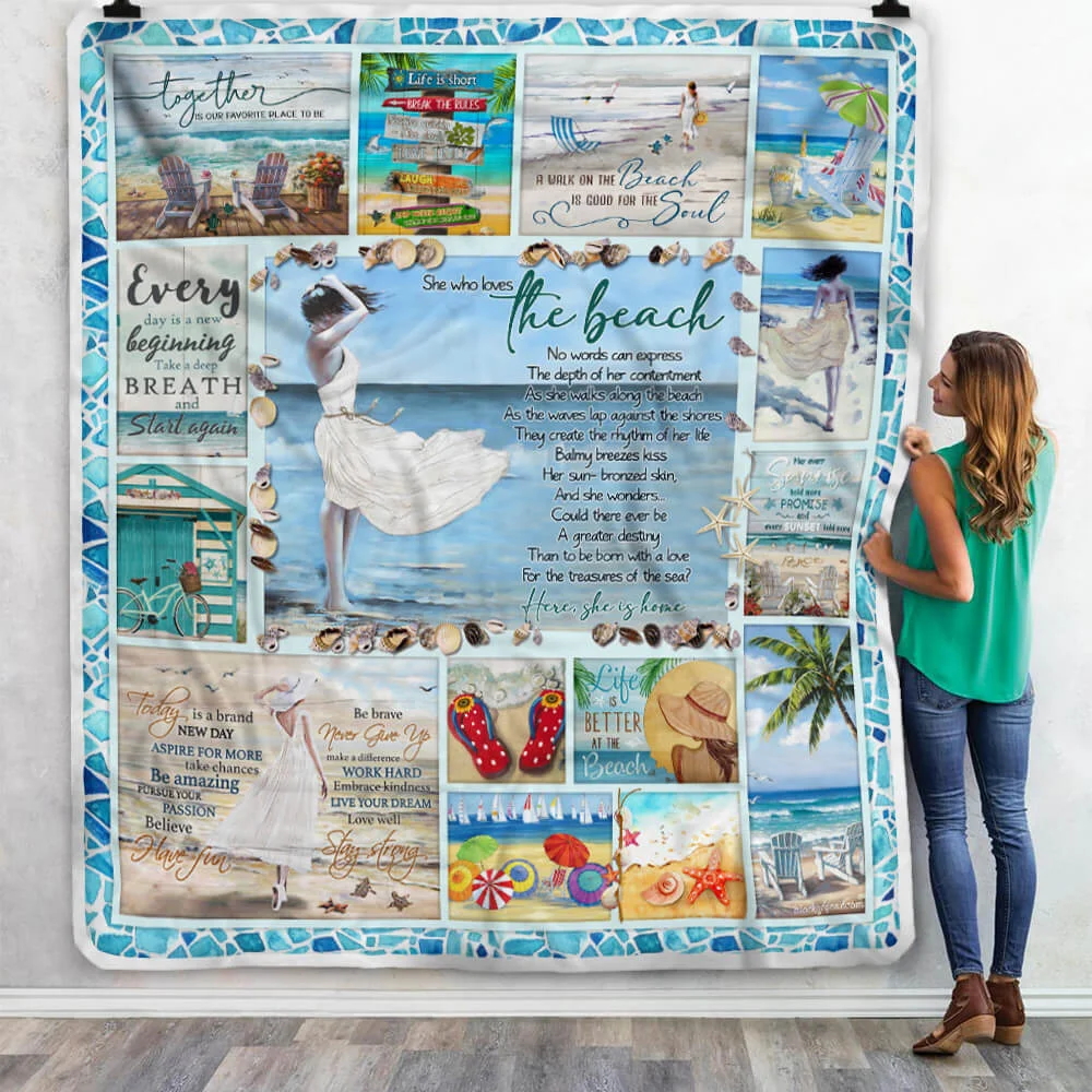 Beach Girl – She Who Loves The Beach Sofa Throw Blanket