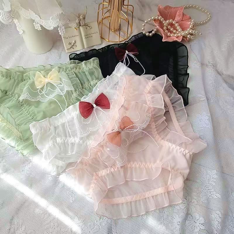 Bow Knot Flouncing Mesh Panty