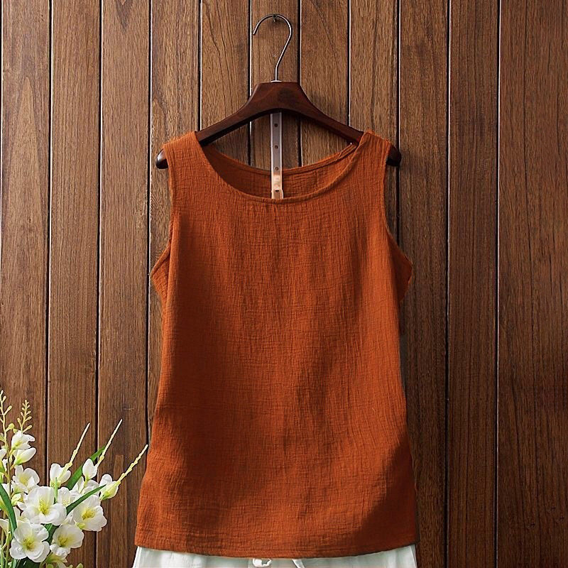 Texture Round Neck Comfy Casual Tank Top