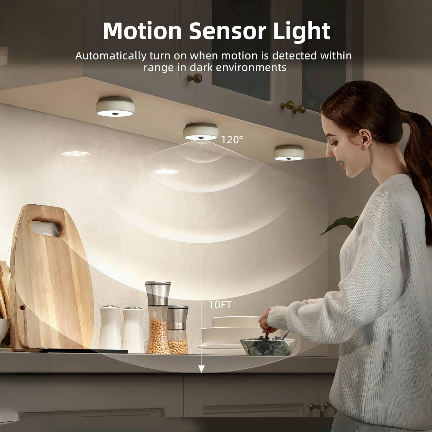 🎄CHRISTMAS ON SALE🔥2024 Newest Motion Sensor Puck Lights 3 Pack with Remote Control Timer