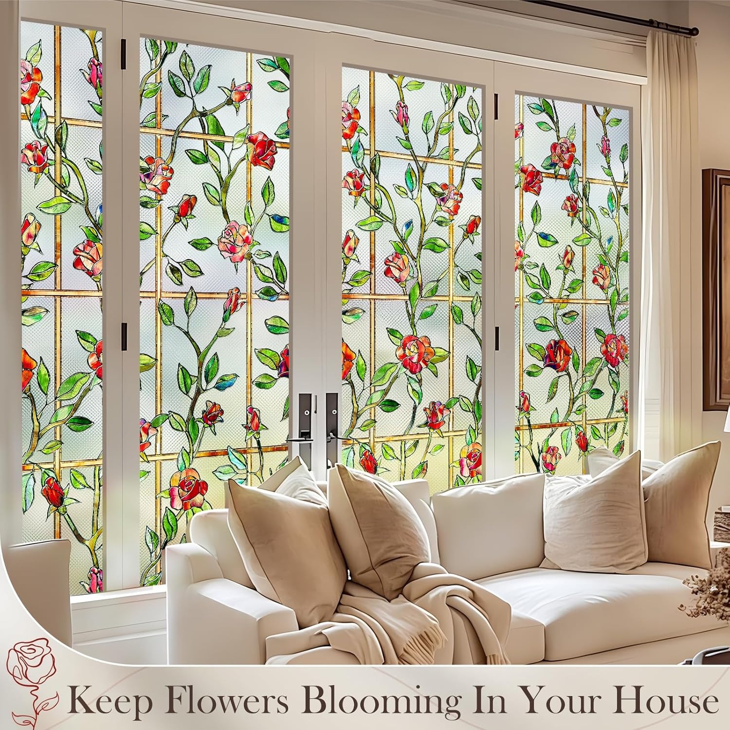 💥ON SALE💥- 3D Floral Stained Glass Window Film, Anti UV🪟🌸