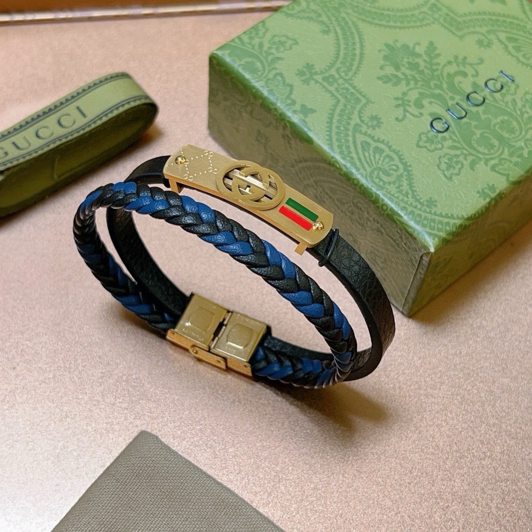 Gucci Two Tone Braided Gold Bracelet
