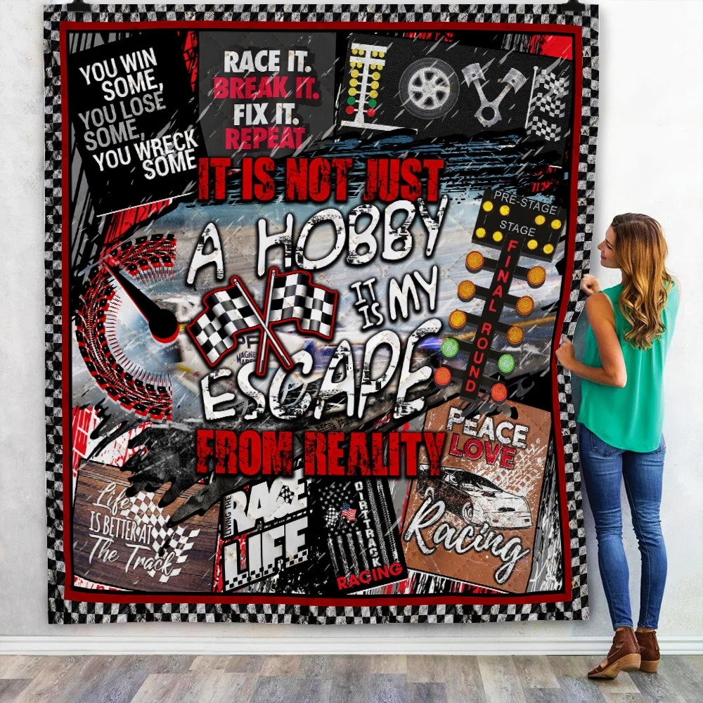 Dirt Track Racing Quilt Blanket