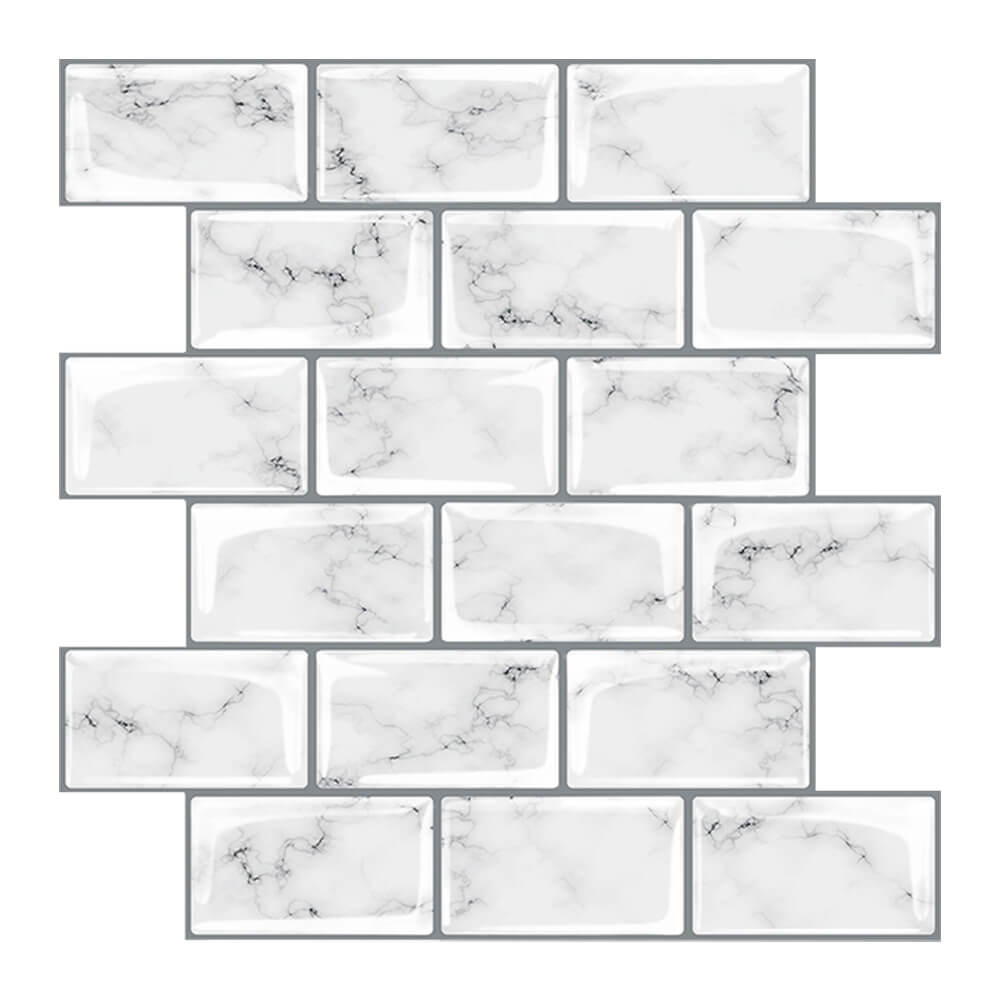 Carrara Marble Subway Peel and Stick Tile Backsplash - Thicker Design