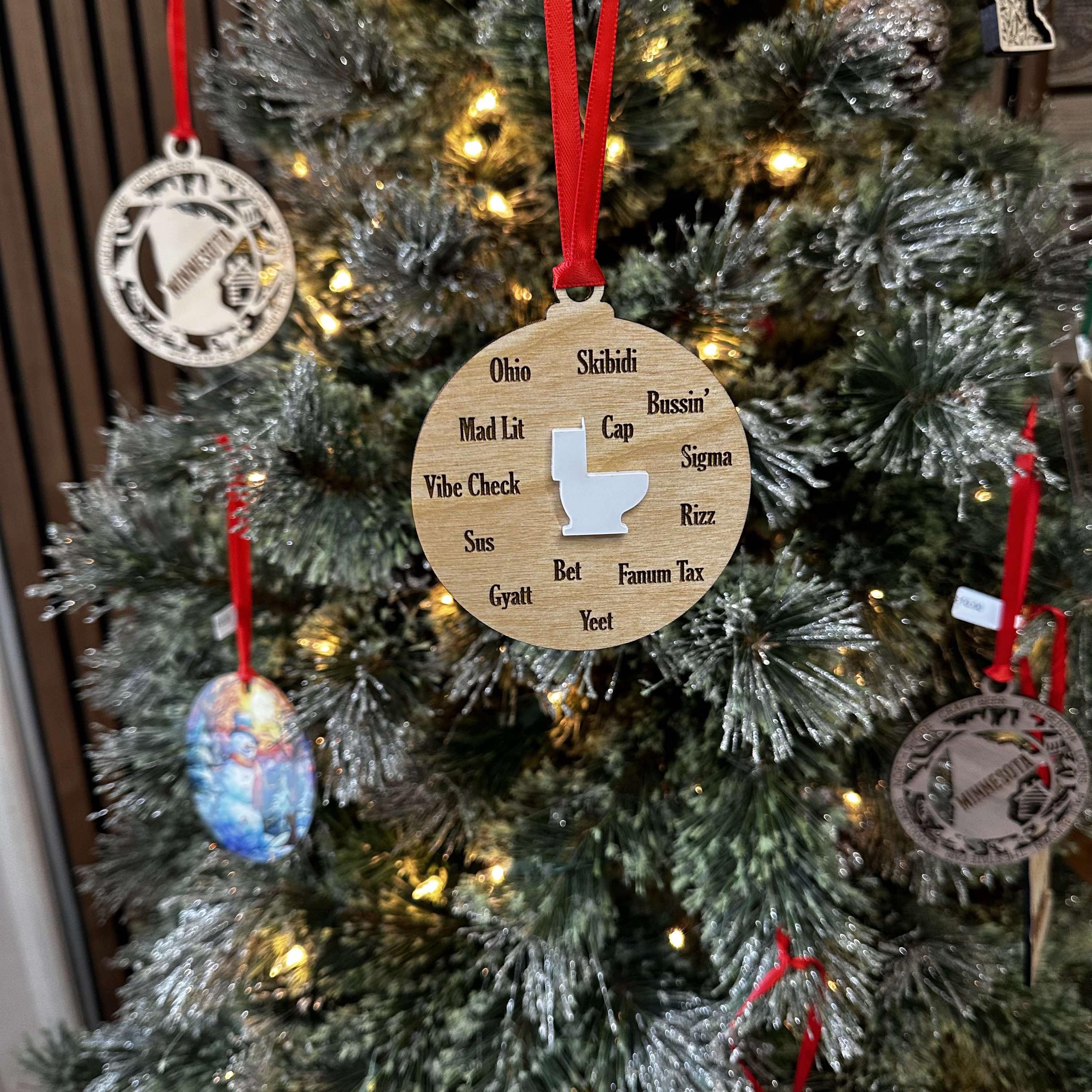 Gen Alpha Slang Wood Ornament