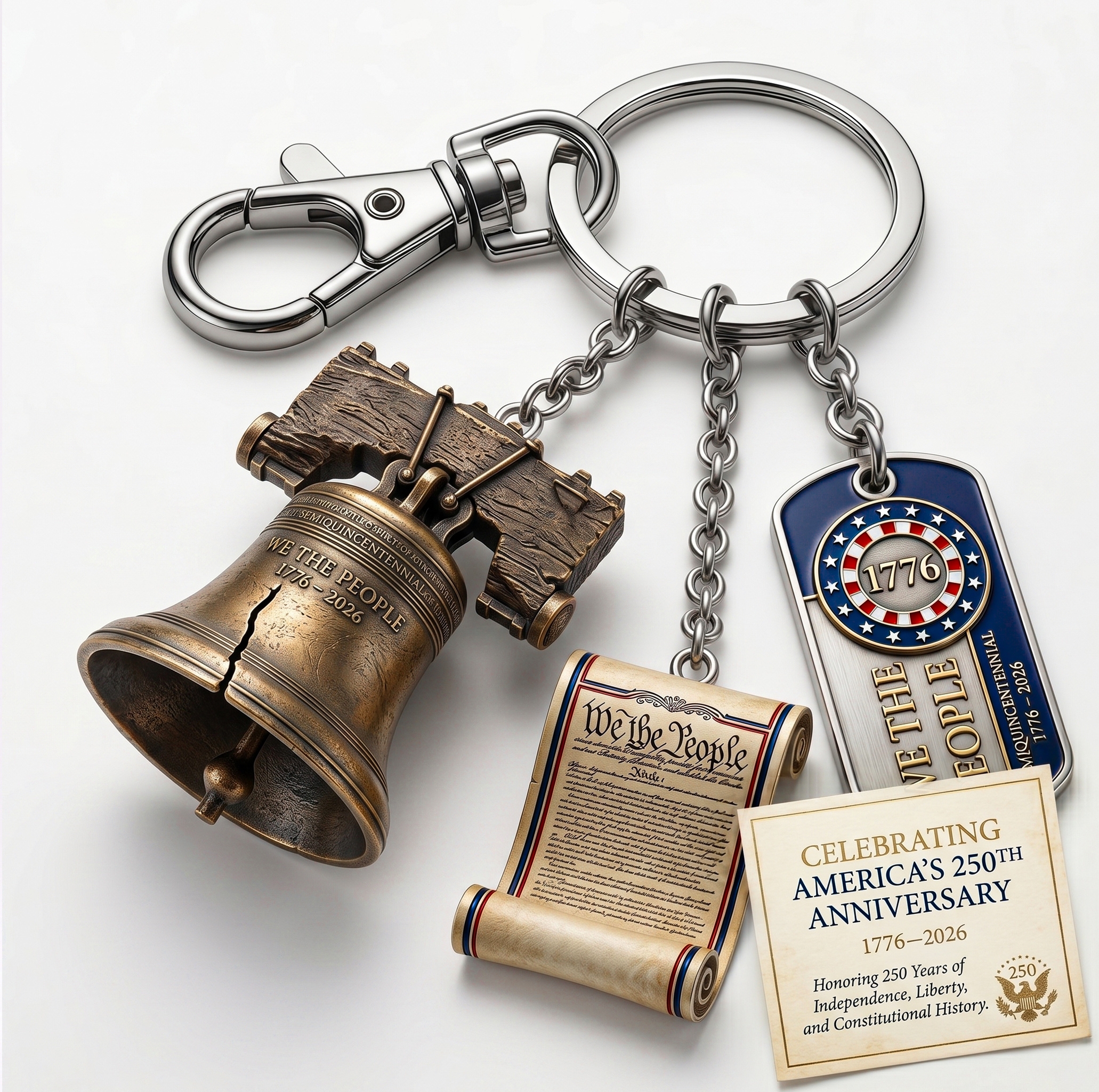 🇺🇸 We The People 250th: Liberty Bell Keychain – Patriot Edition 🛎️