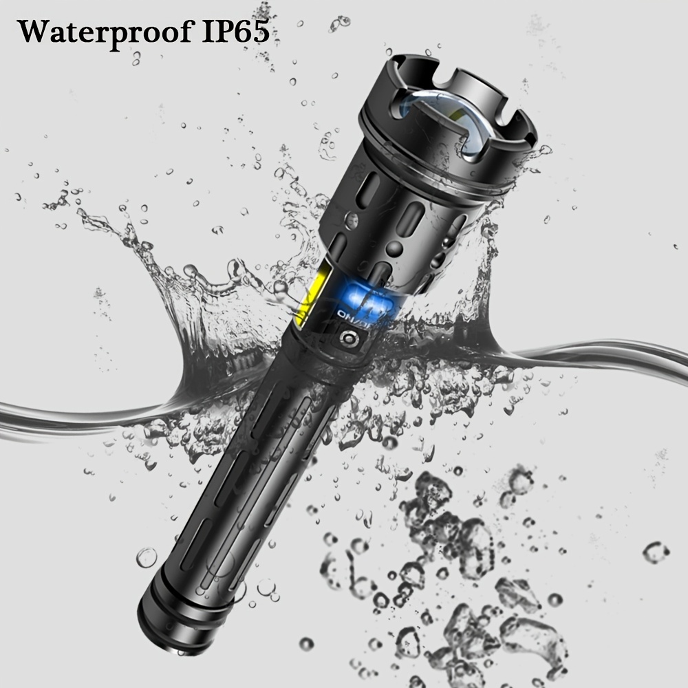1000 Meters USB Rechargeable LED Flashlight Zoomable Red SOS Floodlight With Power Bank Torch Light