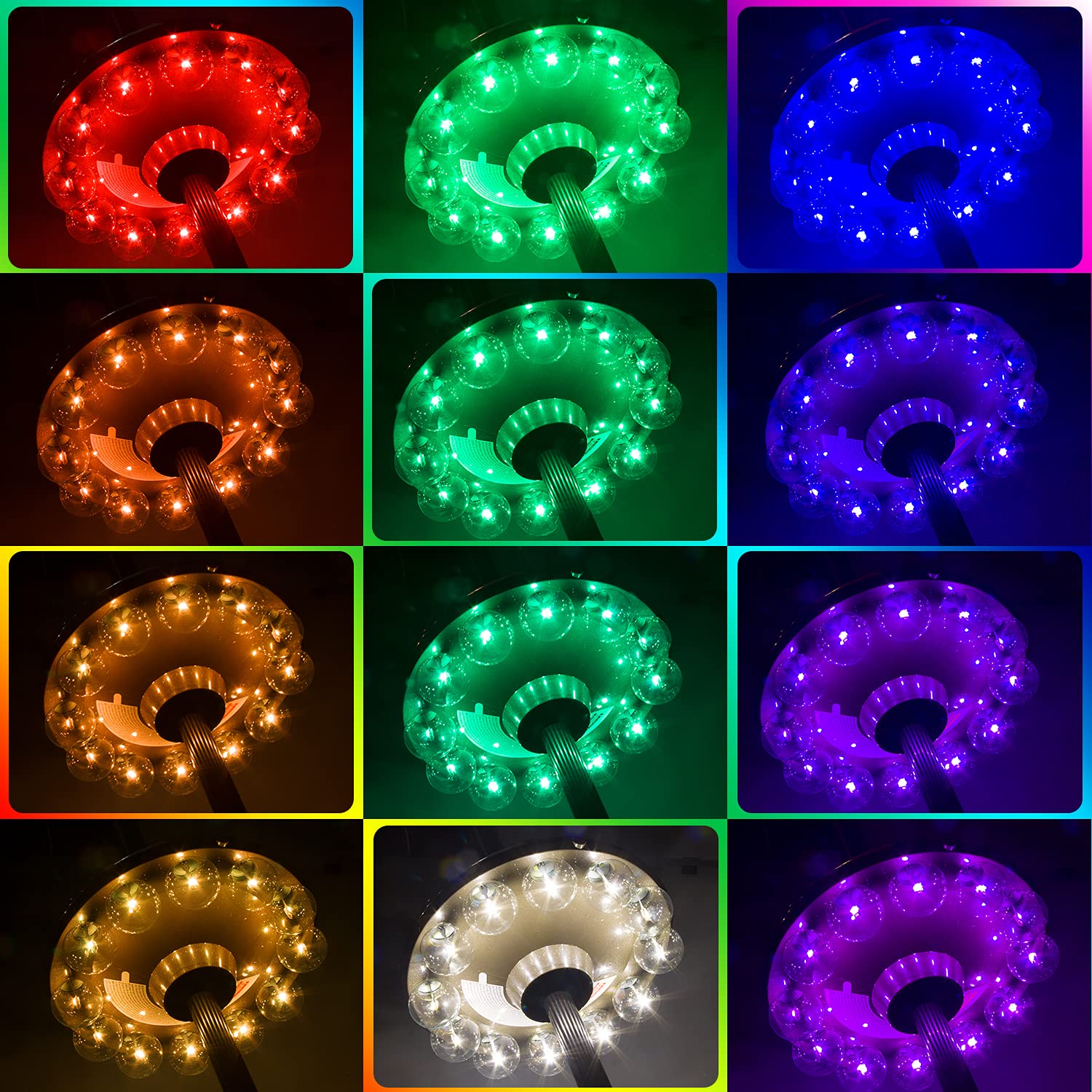 Patio Umbrella Light/RF Remote 80Ft Through Wall/12 Bulb 48 LEDs/4 Modes/12 Color Changing