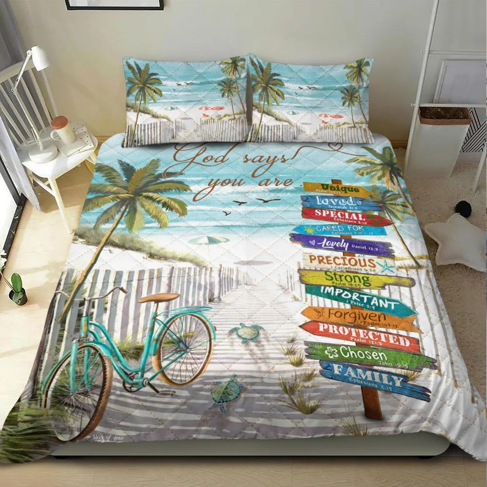 Beach Turtle God Says You Are Quilt Bed Set