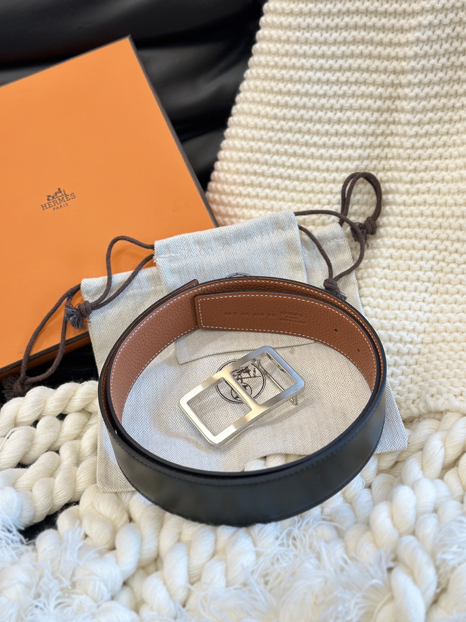 Hermès Men's Double-Faced Cowhide Belt