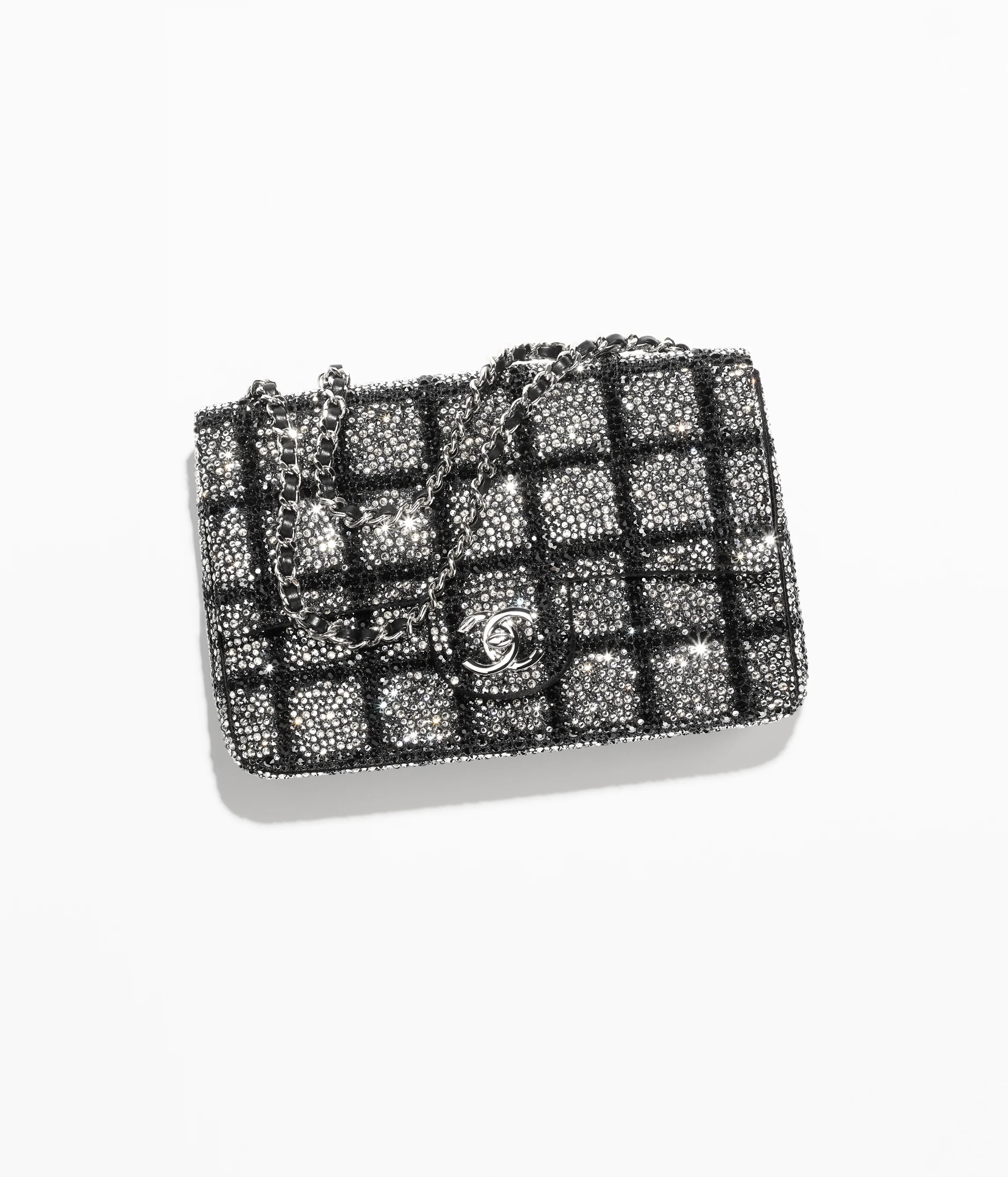 CHANEL Evening Bag Strass, Silver-Tone Metal Black & Silver AS4297-B18946-NACYH