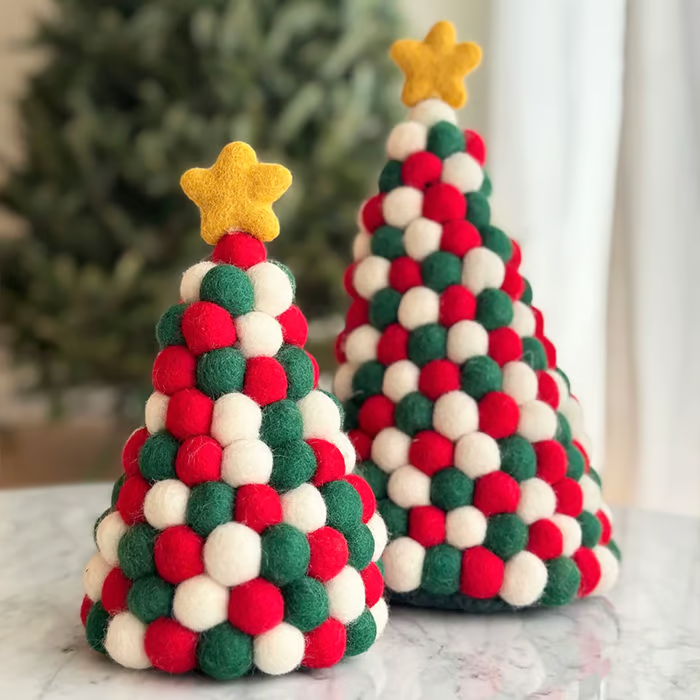Felt Ball Christmas Tree Table Display