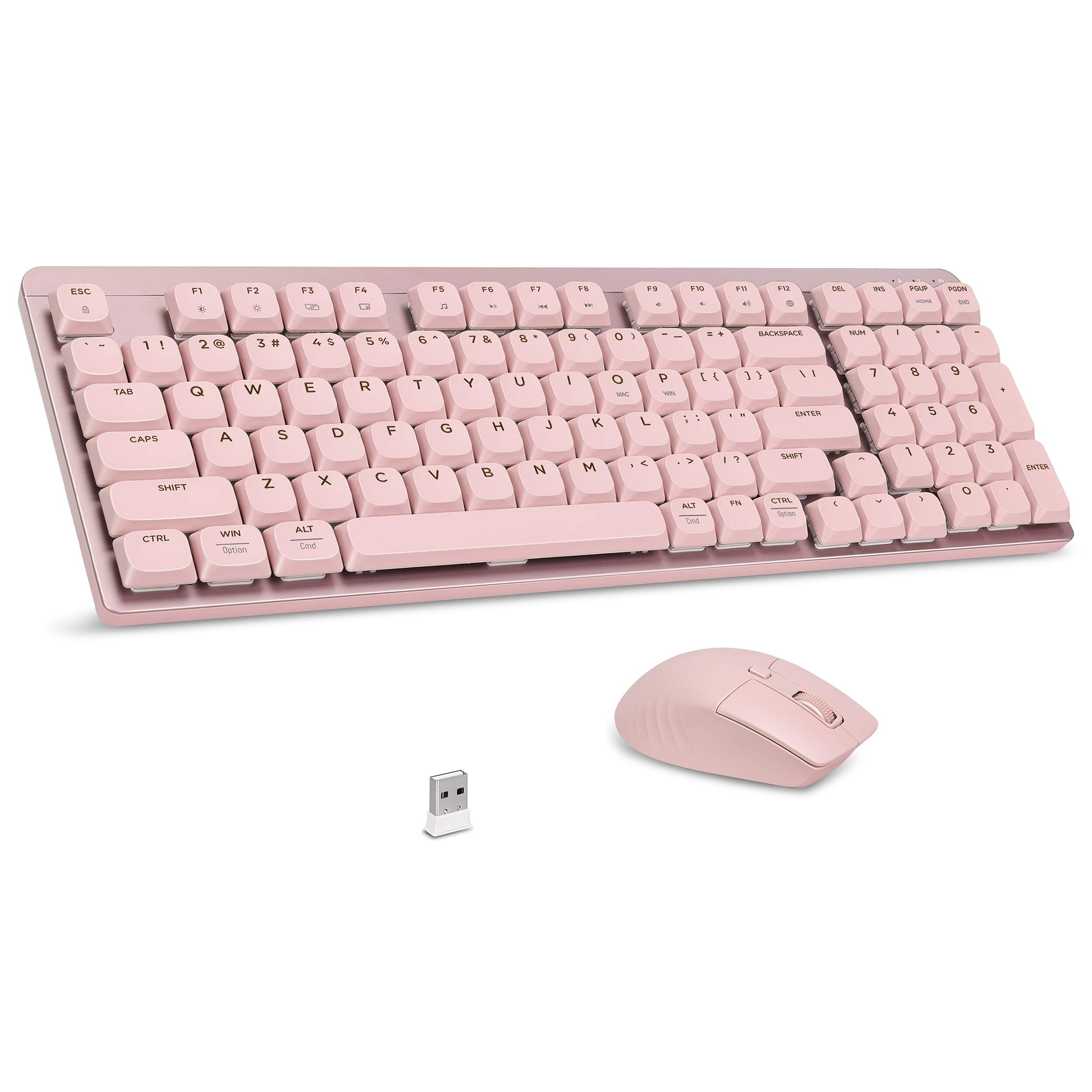 Wireless Mechanical Keyboard And Mouse, 2.4Ghz Cordless Mechanical Keyboard And Silent Mouse, Low-Profile Red Switch, 98-Key Compact Slim 96% Keyboard for Windows/MacOS PC Laptop