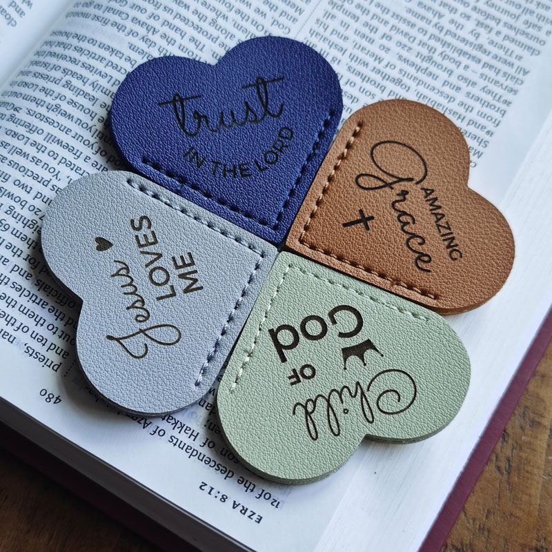 Bible Quote Leather Heart Page Corner Bookmark