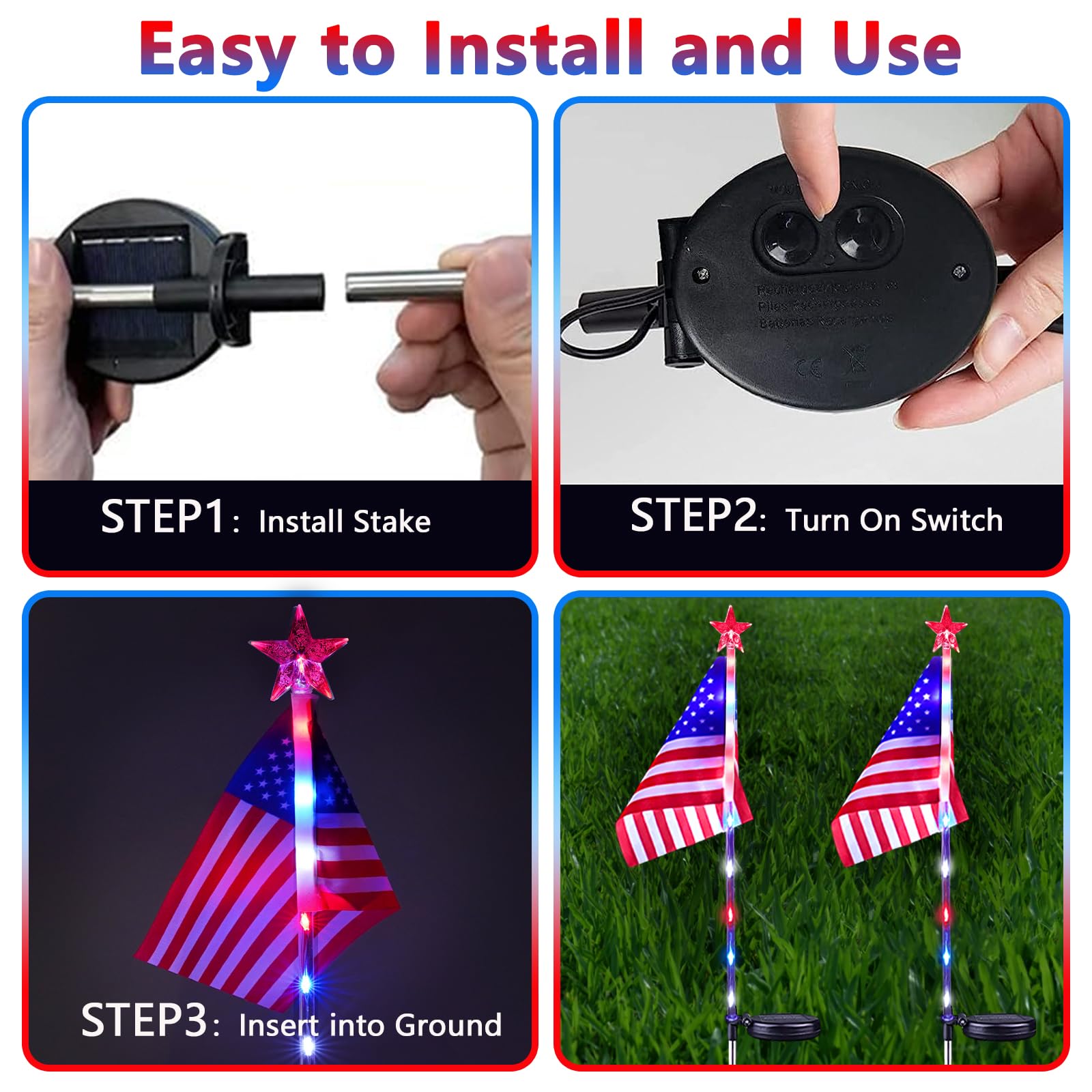 🔥Last Day 50% OFF🔥3PCS/SET(Each Only $9.99)--🇺🇸 American Flag Solar Lights