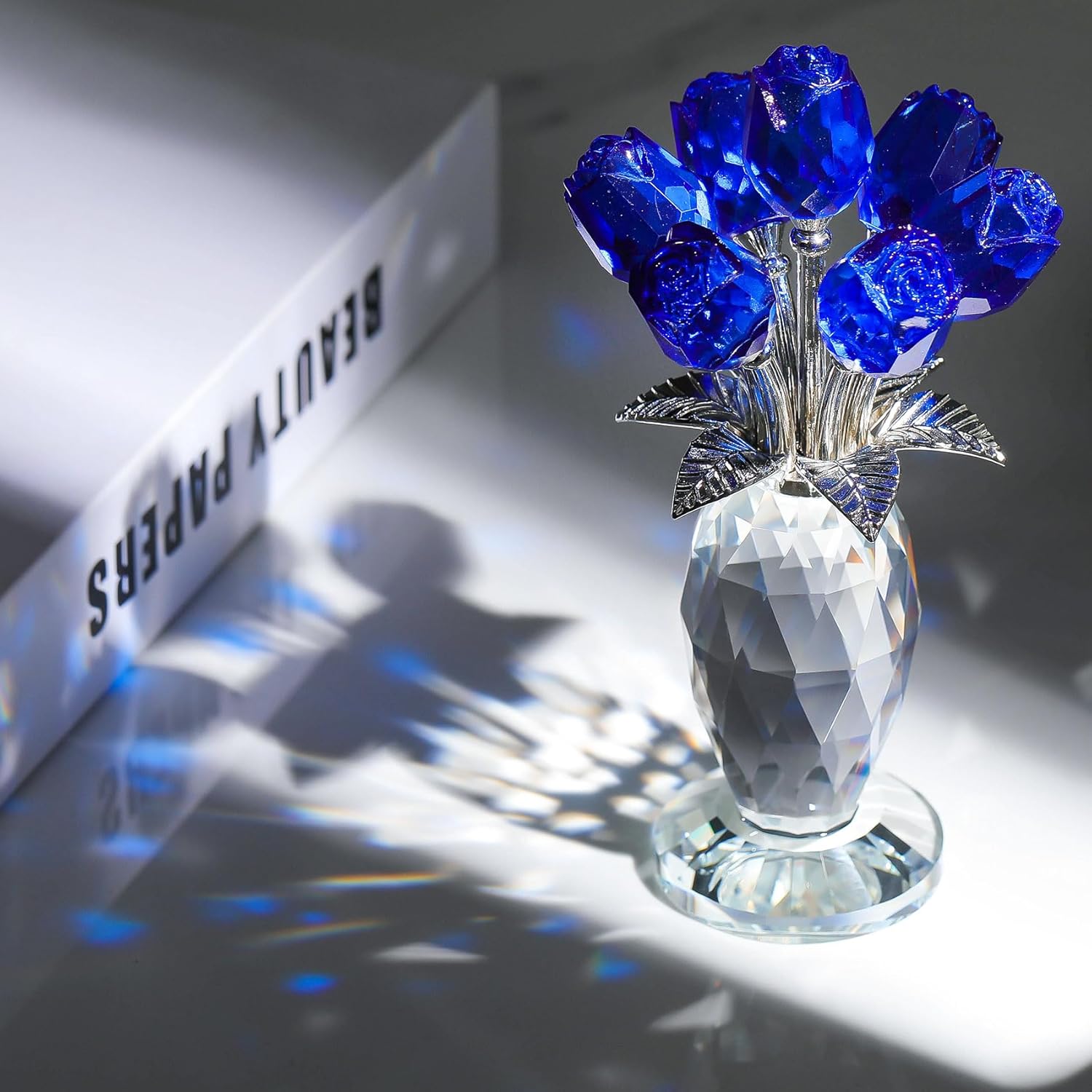 🔥ON SALE🔥Crystal Rose Flower Figurine with Vase