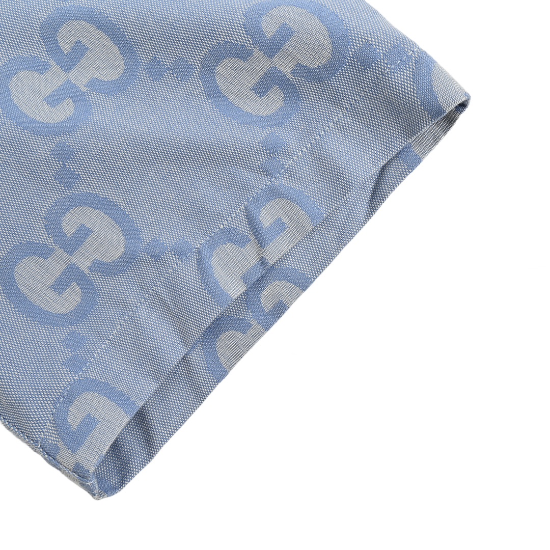 Gucci 24ss Haze Blue Full Print Double G Jacquard Suit Short Sleeve Shirt