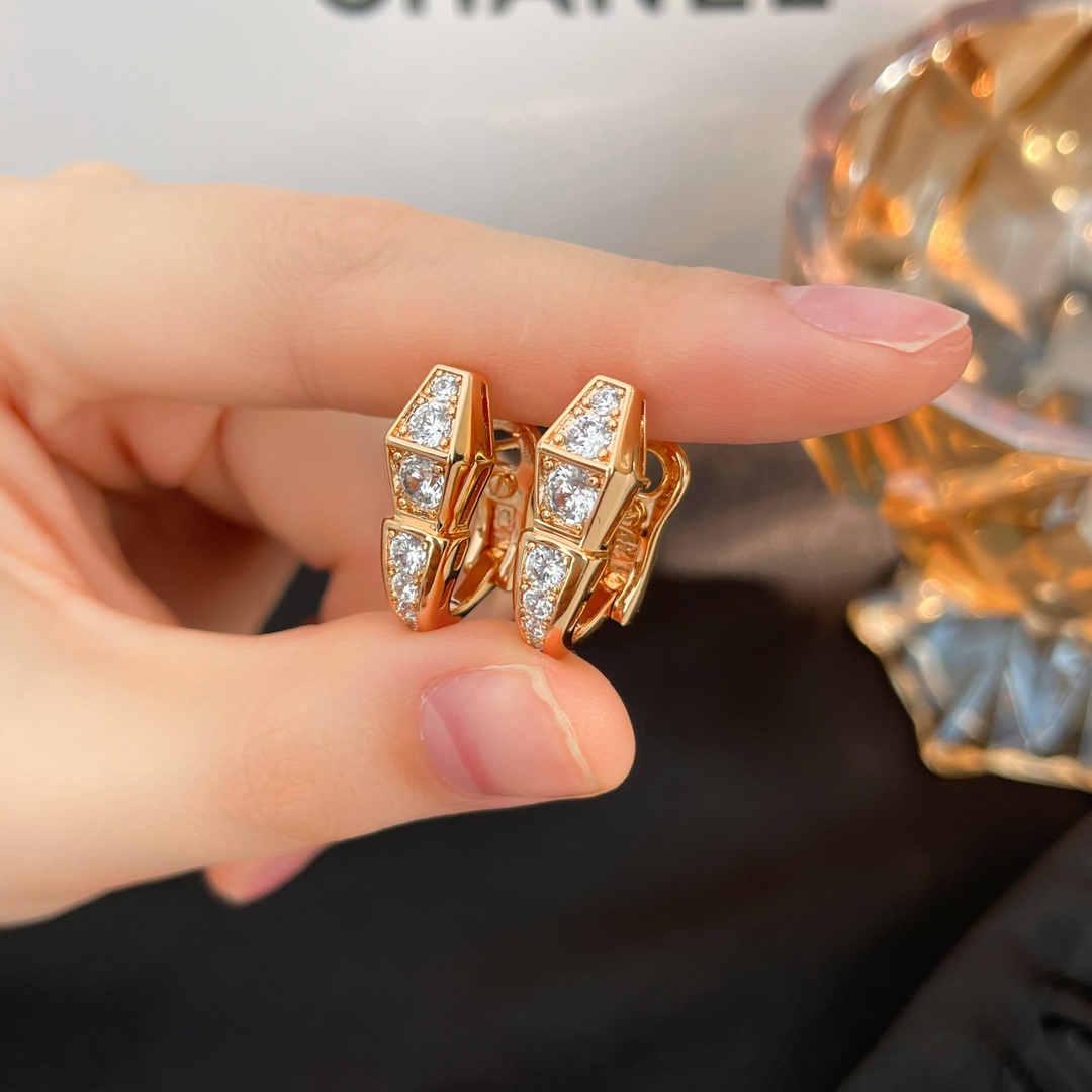 Bulgari snake bone diamond earrings