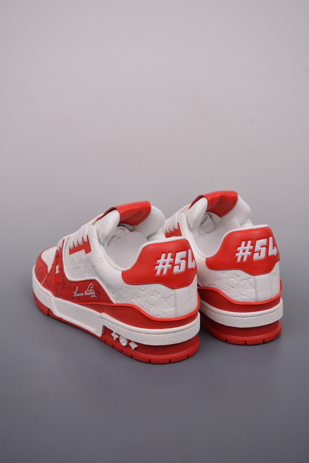 Louis Vuitton Trainer Sneaker Low Red and White Signature 1AANFJ