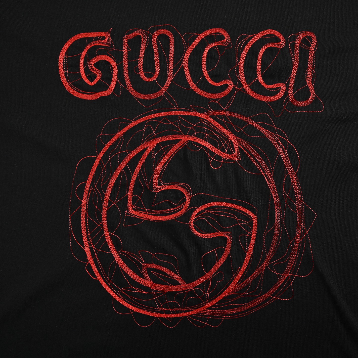 Gucci 24ss line embroidered letter logo short sleeve