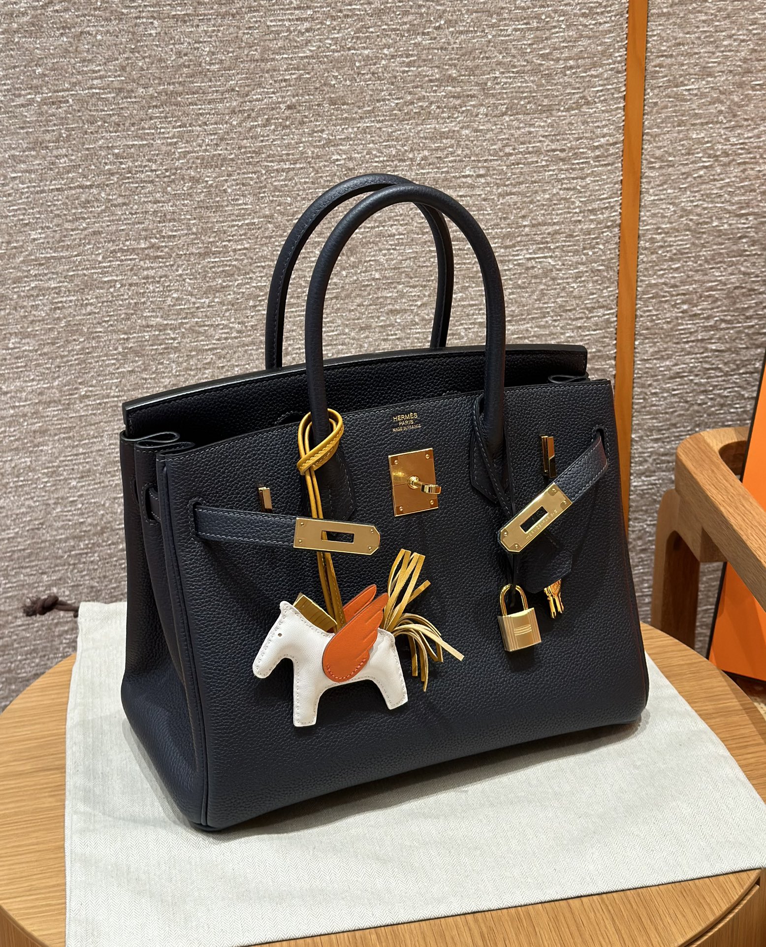 Hermes Birkin 76Bleu indigo handbag (handmade to order)