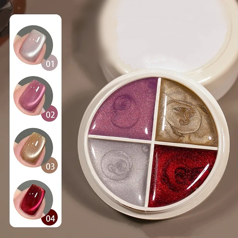 👍Last Day Promotion 60% OFF💥GLITTER CAT EYE - 4 Color Solid Nail Gel New Nail Polish Plate Uv Mousse Cream Manicure