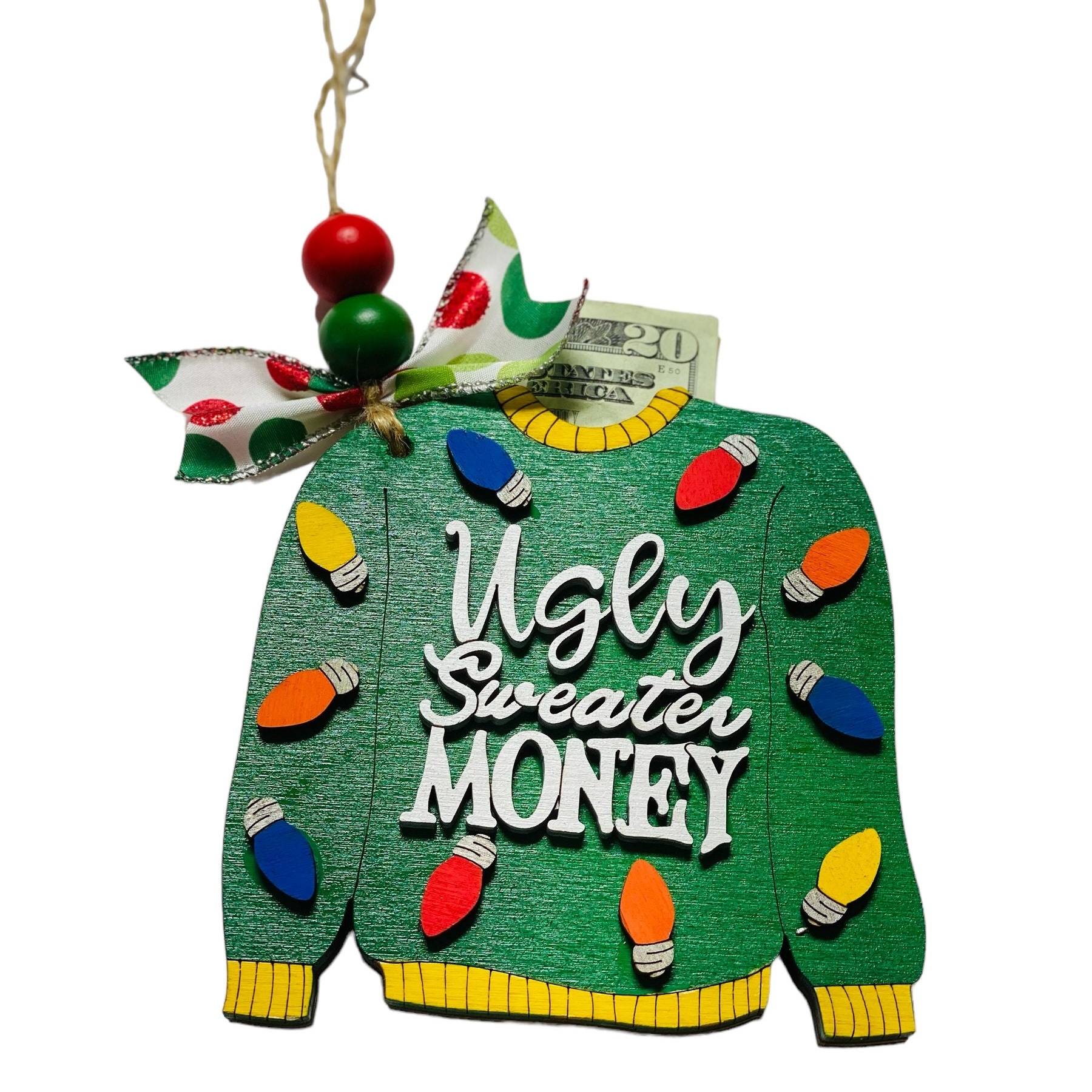 Christmas Money or Gift Card Holder - Wooden Ornament