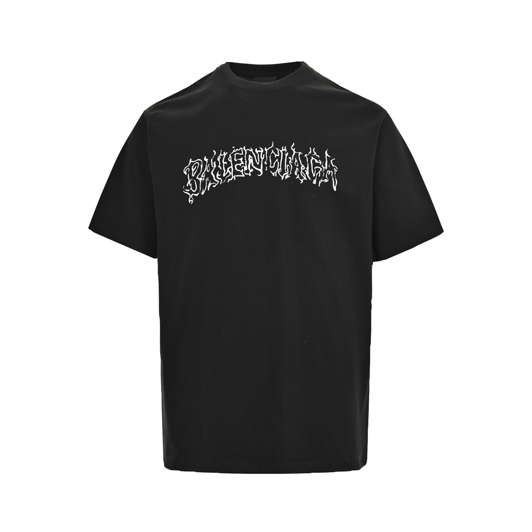 Balenciaga 24ss Dragon Year Flame Letters Printed Short Sleeve