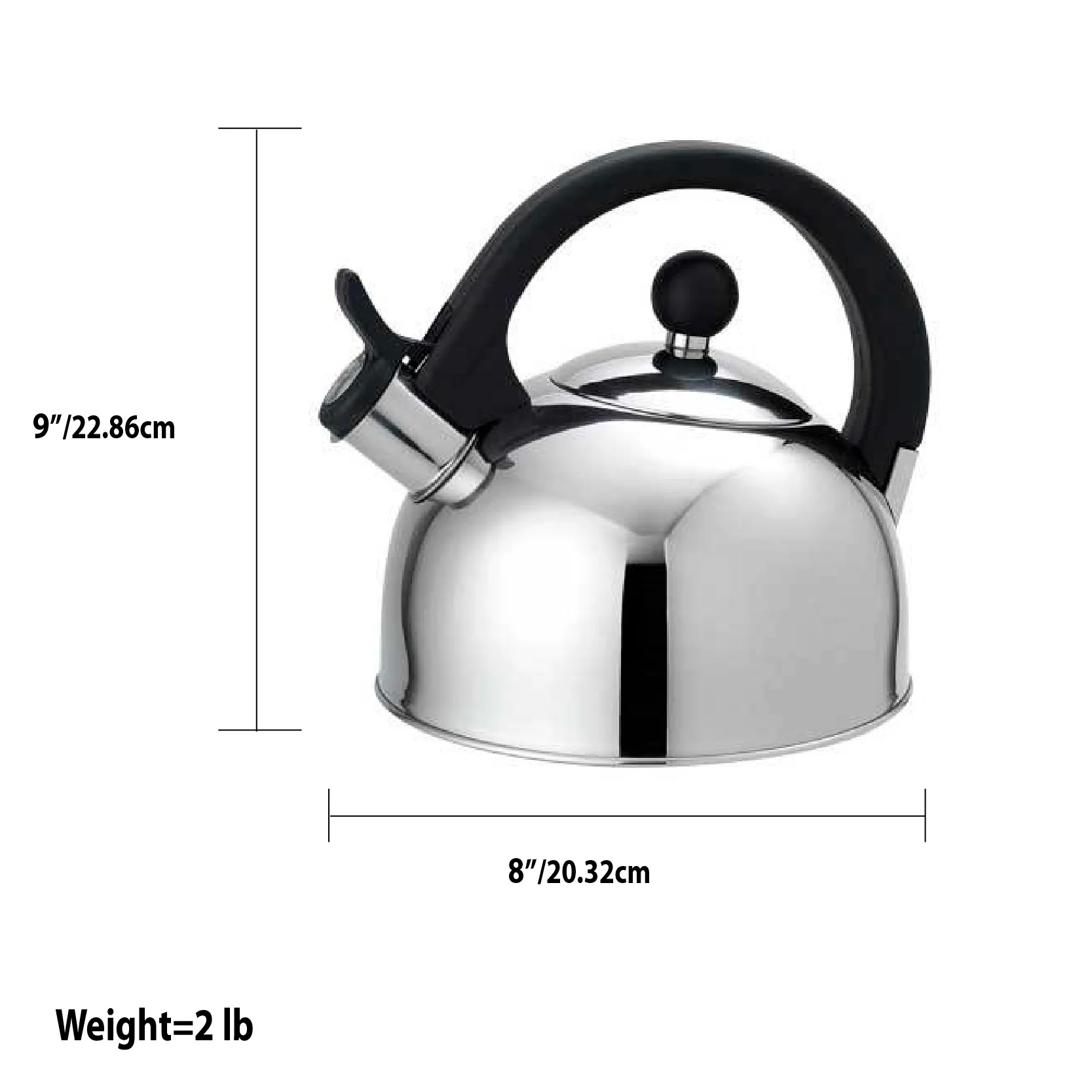 Home Basics Whistling Tea Kettle, Mirror Finish Silver, 2.5 Liter