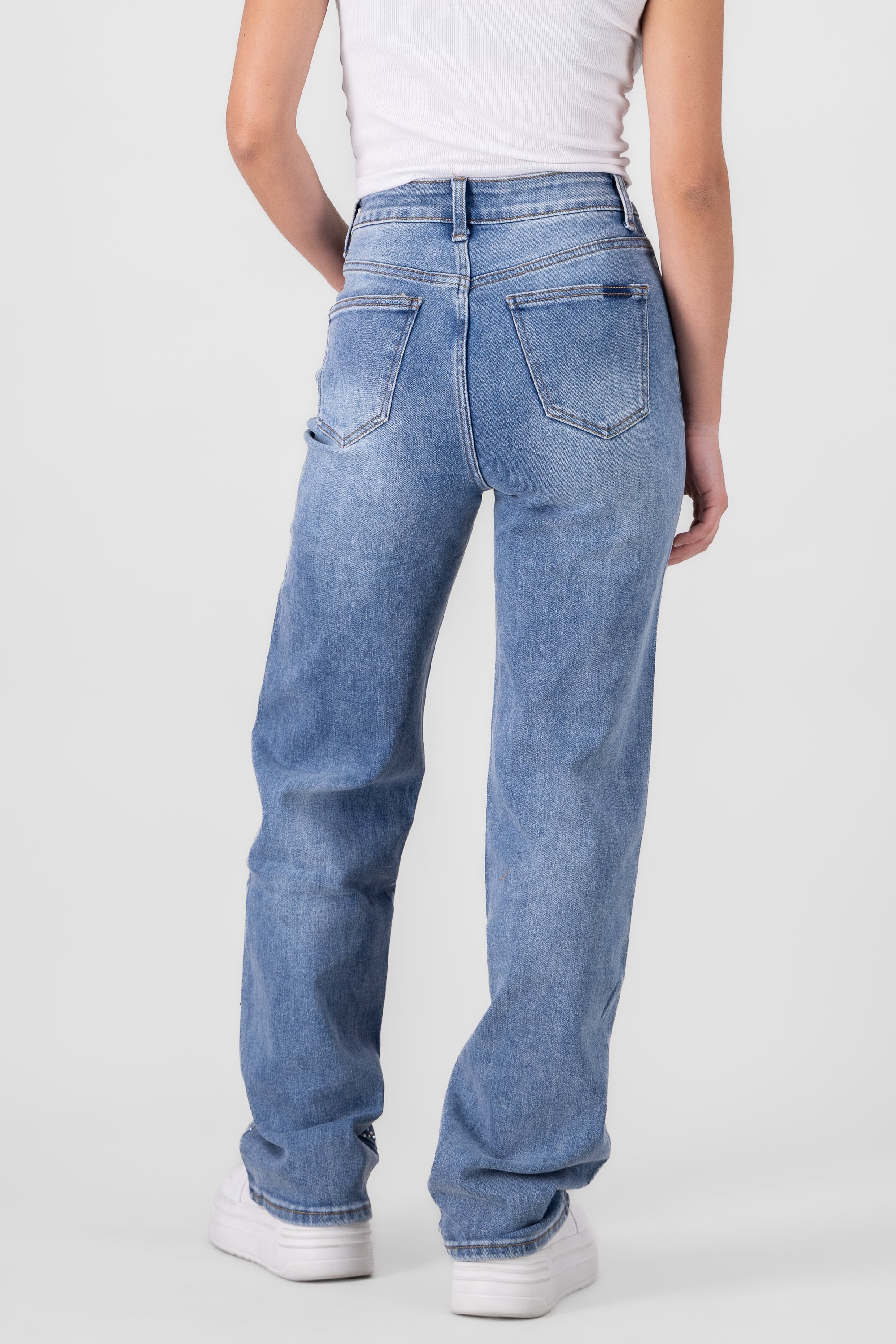Glitter Detail Straight Jeans