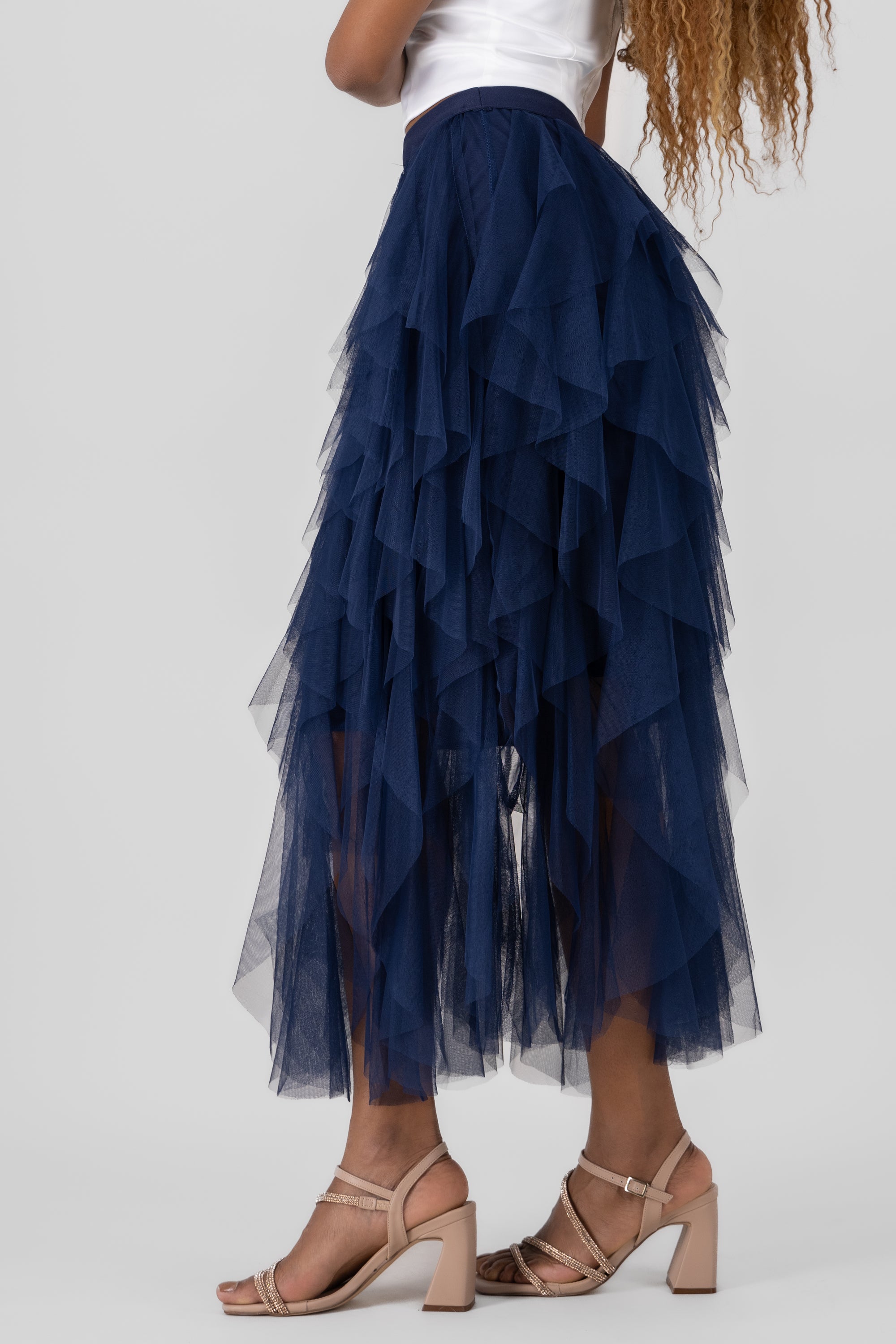 Mesh Layered Ruffled Skirt